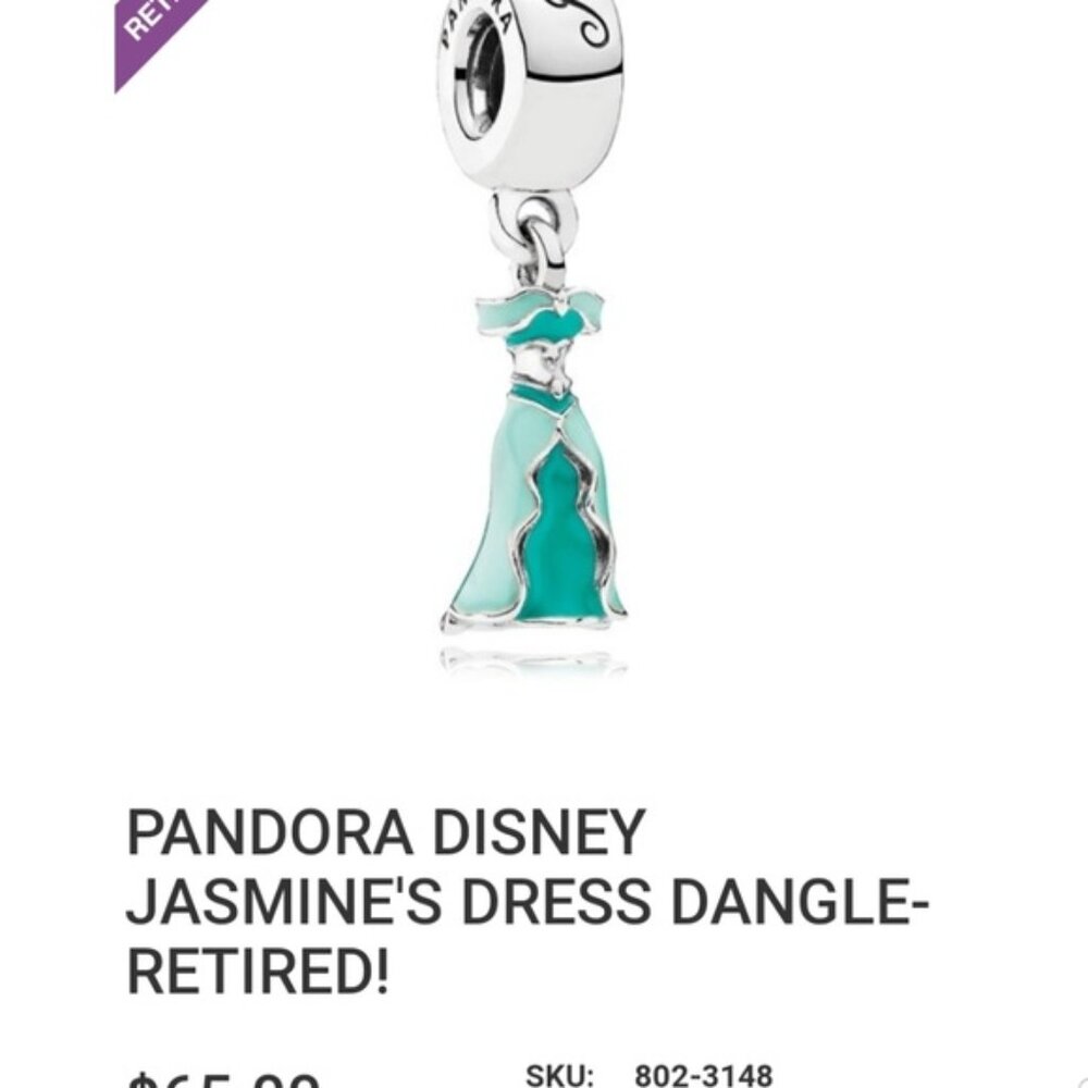 Retired Pandora/Disney Jasmine dress charm